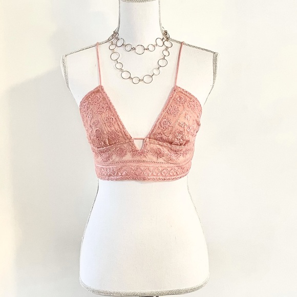 New FREE PEOPLE Elsie Embroidered Plunge Bralette - Picture 5 of 15